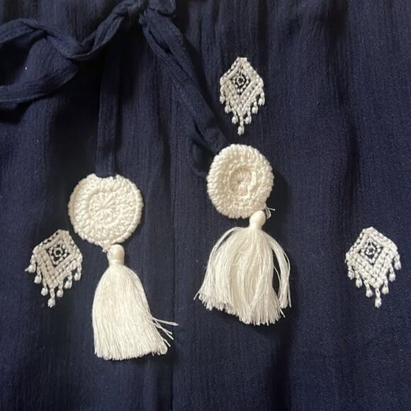 Sundance Blue & White Embroidered Boho Giselle Cropped Dream Pants Sz # 0565 - Picture 3 of 8